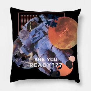 Surreal Hope Worlds Astronaut Earth Mars Modern Art with a Hidden Message Pillow