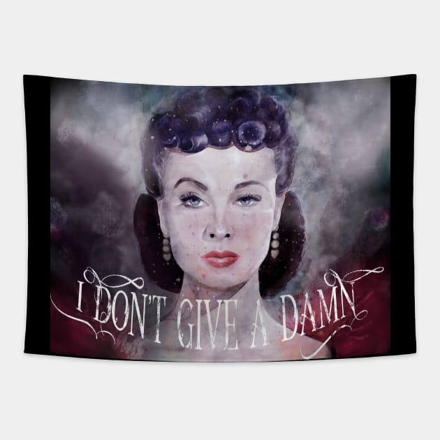 Gone With The Wind quote "I don't give a damn" Scarlett O'Hara Watercolor Tapestry by Bramblier