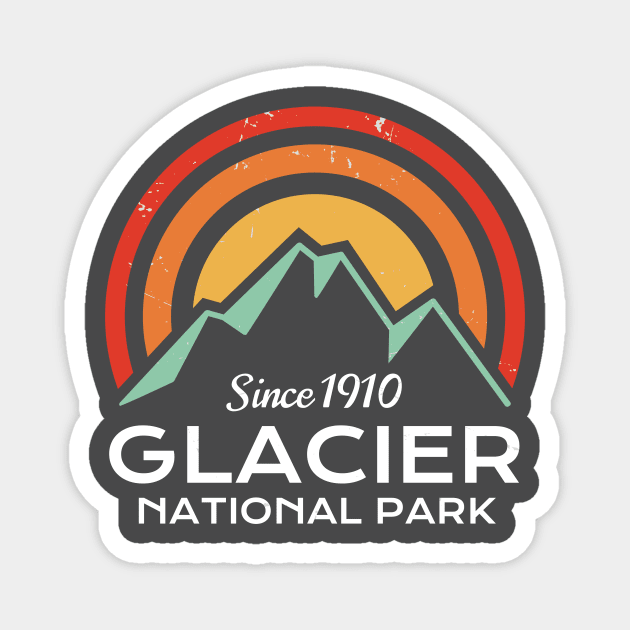 Glacier National Park Retro Magnet by roamfree