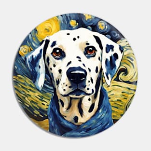 Cute Dalmatian Dog Breed Painting in a Van Gogh Starry Night Art Style Pin