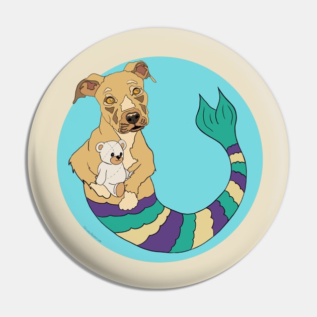 Pookie the Pit Bull Mermutt Pin by abrushwithhumor