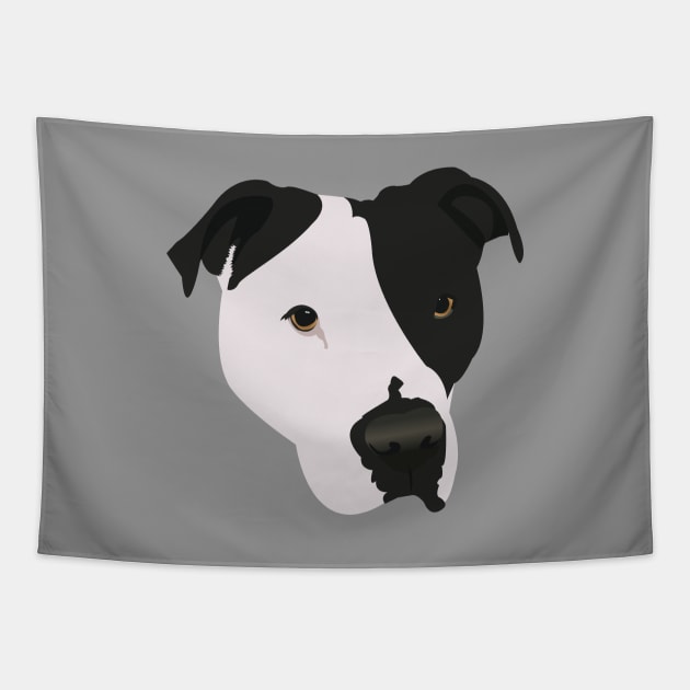 Black and White Pit Bull Tapestry by KCPetPortraits