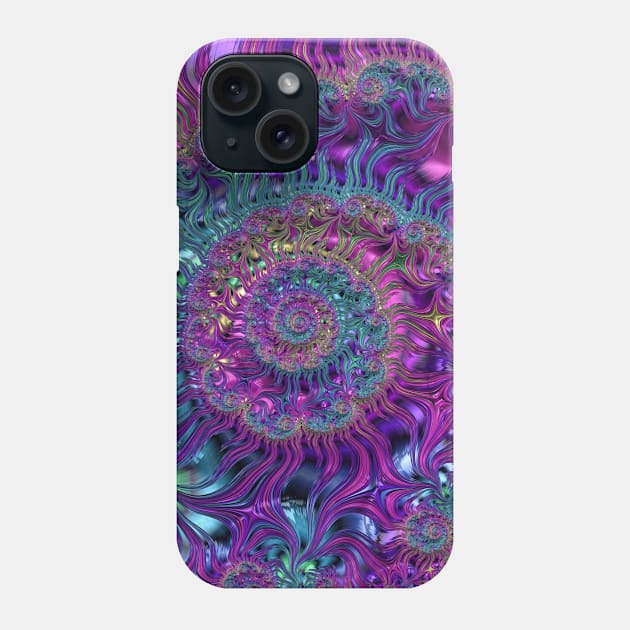 Fractal Spiral Pink Blue Phone Case by colors