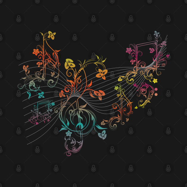Floral Music Notes Music Notes Artwork TShirt TeePublic