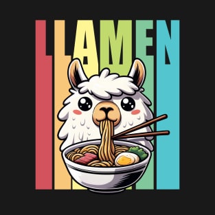 Llamen Cute Llama Eating Ramen T-Shirt