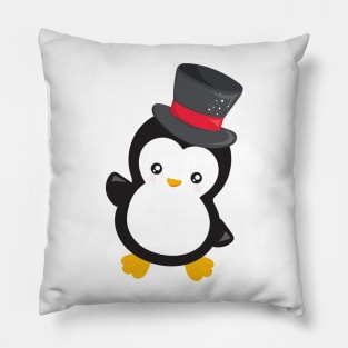 New Year Penguin, Penguin With Top Hat, Party Pillow