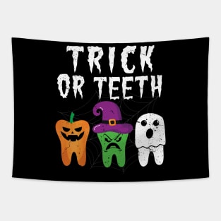 Trick or Teeth Funny Halloween Dental Hygienist Dentists Tapestry