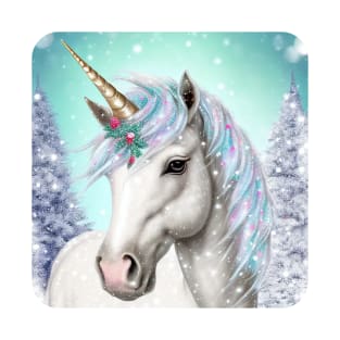 Majestic Snow Unicorn Pastel Winter T-Shirt