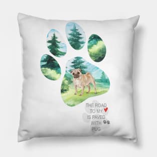 Pawprint Pug Pillow