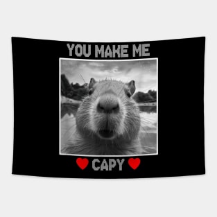 You Make Me Capy Happy valentine's day Capybara Tapestry