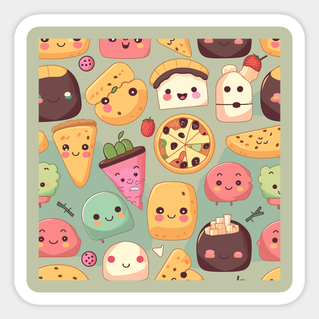 Kawaii Food Pattern - Sweet - Sticker