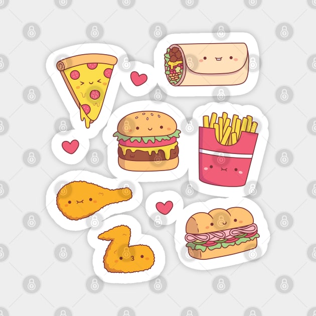 Cute Takeaway Food Doodles Pattern Magnet by rustydoodle