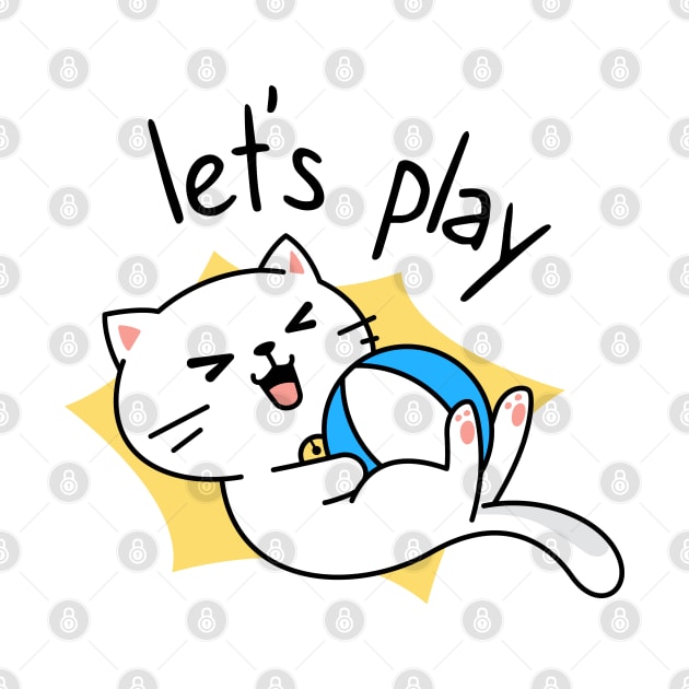 Cute White Cats Let's Play by tkzgraphic