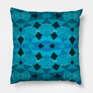 Teal Patchwork Quilt Pattern Pillow