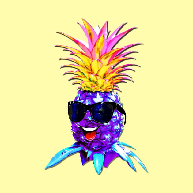 Pineapple Ultraviolet Happy Dude with Sunglasses by BluedarkArt