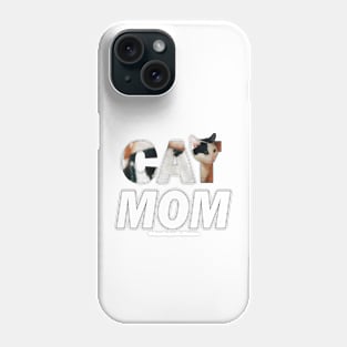 Cat mom - black and white cat oil painting word art Phone Case