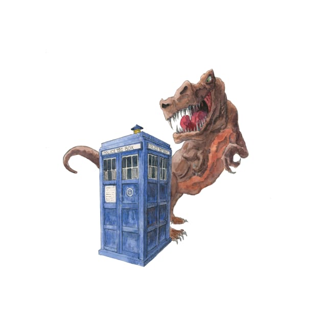 TARDIS and the Dinosaur by seangreenbergart