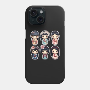 Kokeshi dolls, sticker pack Phone Case