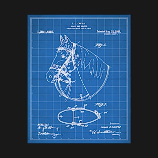 Horse Bridle Patent - Horse Lover Horse Stables Art - Blueprint T-Shirt