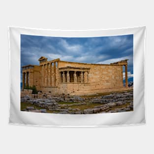 The Erechtheion Under Threatening Clouds Tapestry