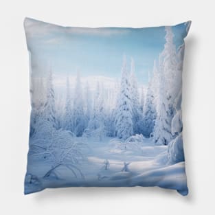 Winter Forest Serene Landscape Surreal Pillow