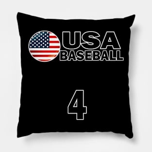 USA Baseball Number 4 T-shirt Design Pillow