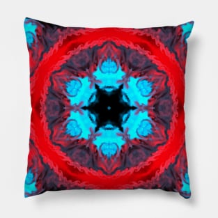 Psychedelic Hippie Flower Red and Blue Pillow