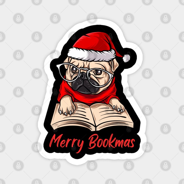 Merry Bookmas Book Lovers Christmas Magnet by DragonTees