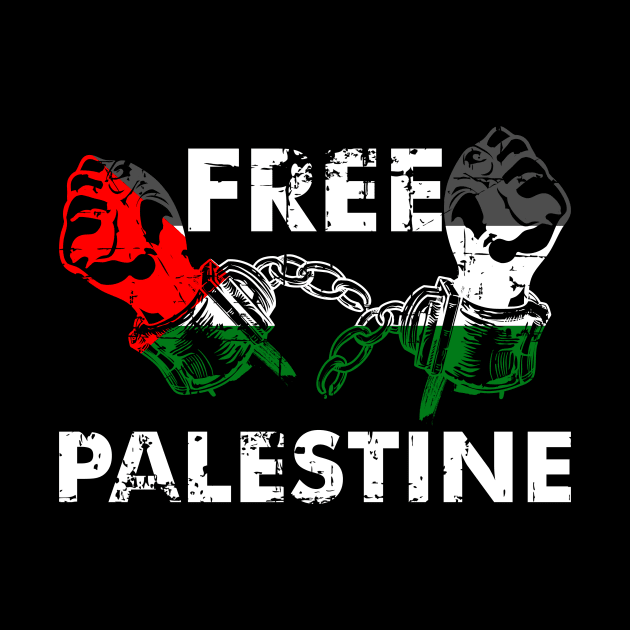 Free Palestine Freedom Flag Distressed Art - Break Handcuffs by mangobanana