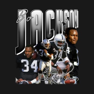 Bo Jackson Bo Knows Signature Vintage Legend Baseball Football Bootleg Rap Graphic Style T-Shirt