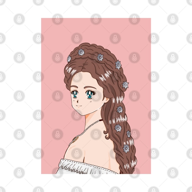 Cute Empress Elisabeth Sissi 90's Anime Style by MariOyama