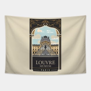 A Vintage Travel Art of the Louvre Museum in Paris - France Tapestry