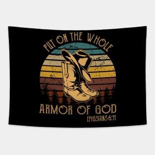 Put On The Whole Armor Of God Boot Hat Cowboy Tapestry