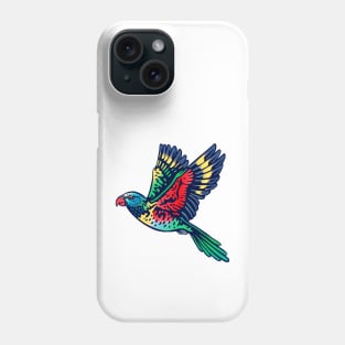 Rainbow lorikeet bird in flight Australian parrot Phone Case