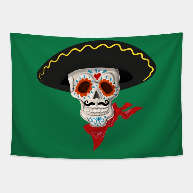 Sugar Skull Sombero Tapestry by DANPUBLIC