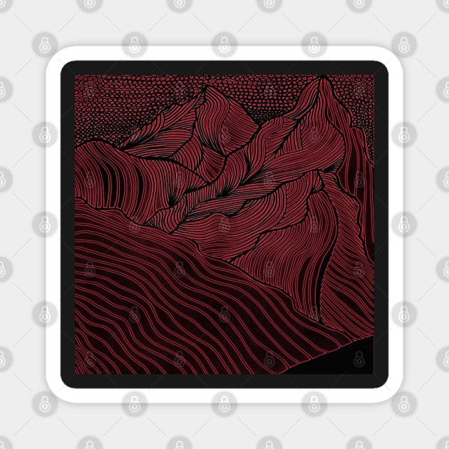 Red Flow Mountain Magnet by PabloPKasso