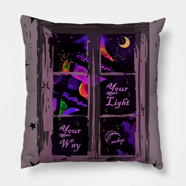 Luz en tu Camino Lilac Pillow by ACUANDYC