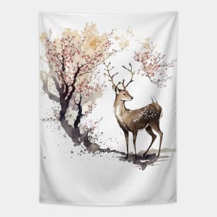 Sakura Serenity: A Majestic Nara Deer Tapestry