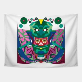 the red velvet queen in mexican jade pattern in ecopop pattern art mask Tapestry