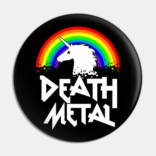 Death Metal Unicorn Funny Rocker Festival Horns Hand Music Metal Pin