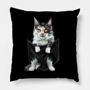 Funny Cute Cat Inside Pocket, Cat Lover Pillow