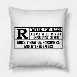 Rated R For Race - White/Black Pillow