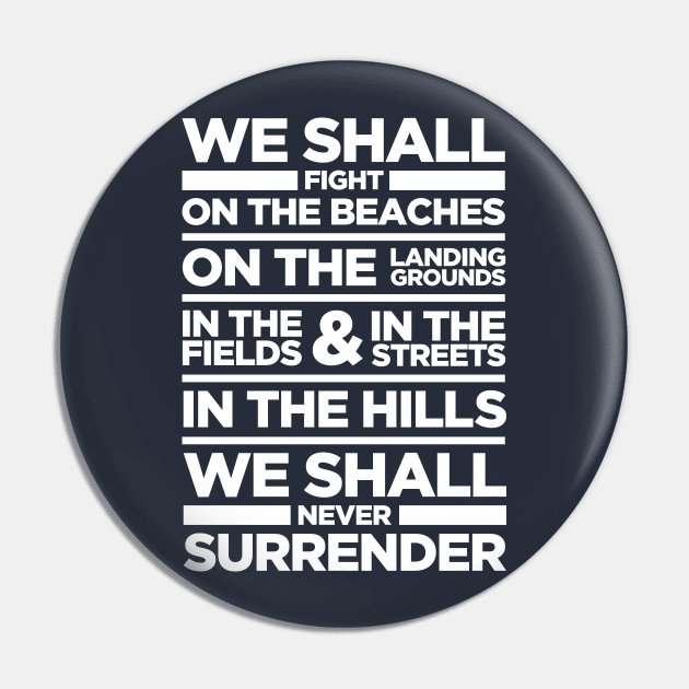 We Shall Fight On the Beaches - Winston Churchill Dunkirk Speech Pin by RetroReview