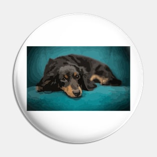 Cute Dachshund Digital Painting Pin