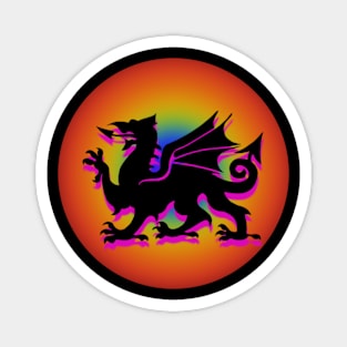 Wales Black and Pink Silhouette Dragon Magnet