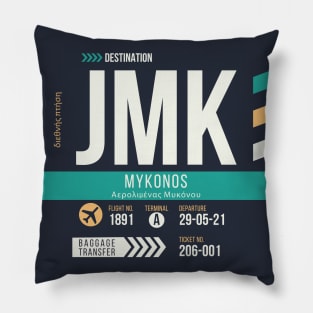 Mykonos (JMK) Airport Code Baggage Tag Pillow