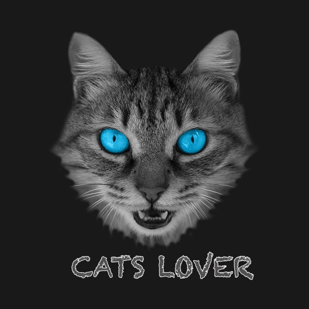 Gray Cat 3D with Blue Eyes Gift for Cats Lover by FoolDesign