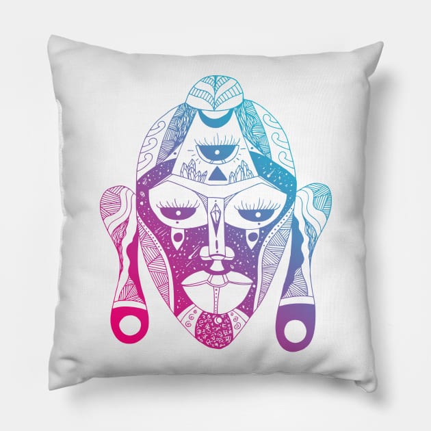 Dual Color African Mask 7 Pillow by kenallouis