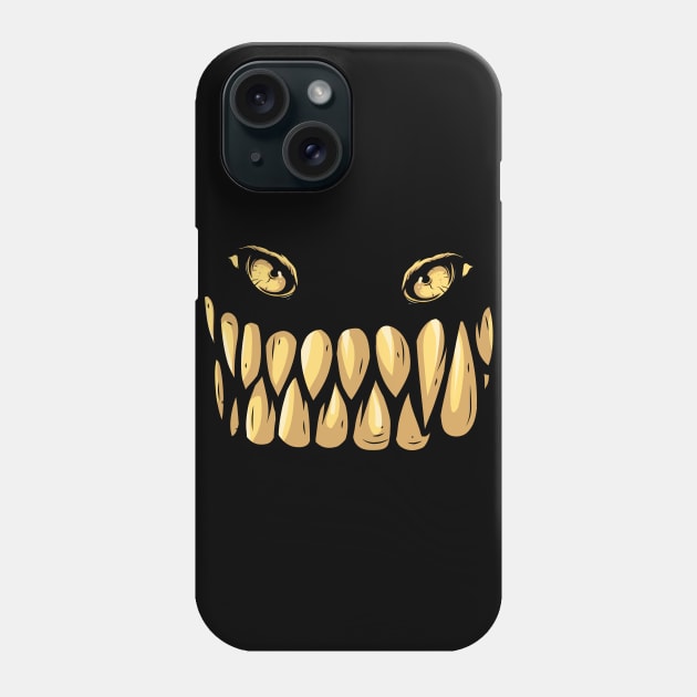 Golden Teeth Eyes Phone Case by positivedesigners