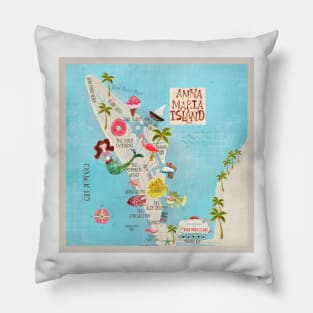 Anna Maria Island Florida//custom island map design and pattern Pillow